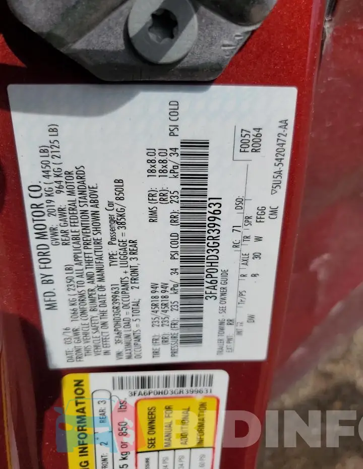3FA6P0HD3GR399631 Photo# 12