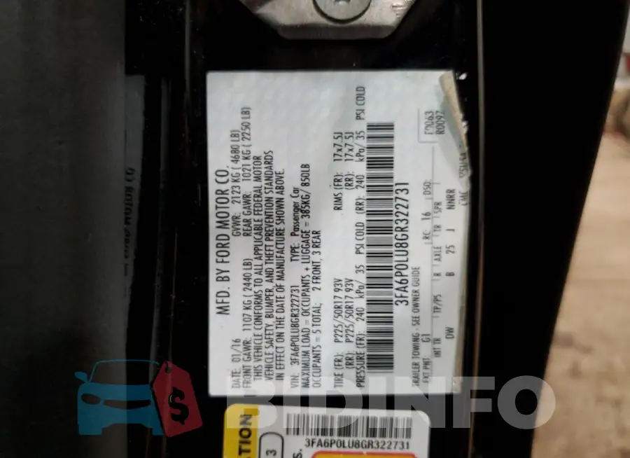 3FA6P0LU8GR322731 Photo# 12