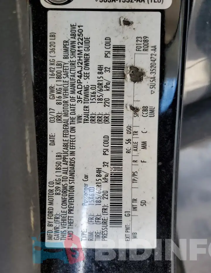 3FADP4AJ2HM122501 Photo# 12