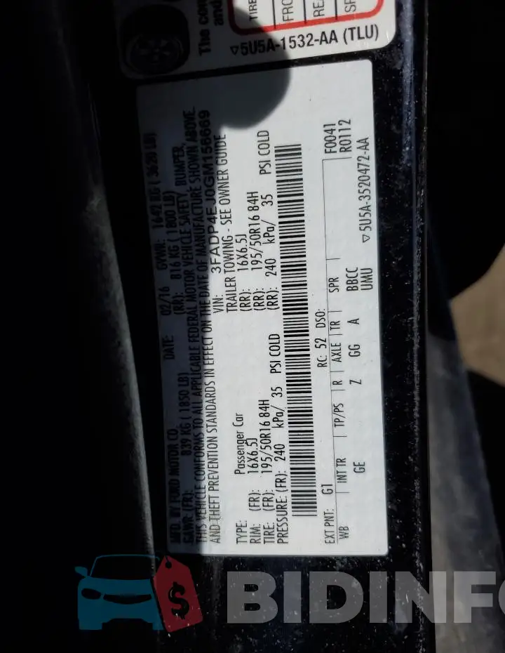 3FADP4EJ0GM156669 Photo# 12