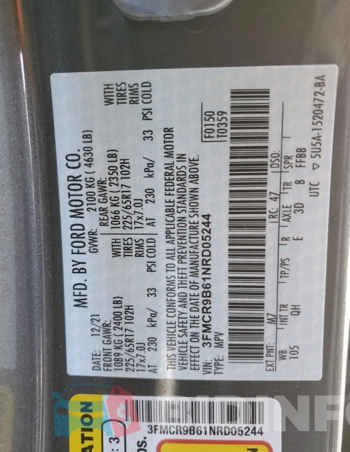 3FMCR9B61NRD05244 Photo# 12