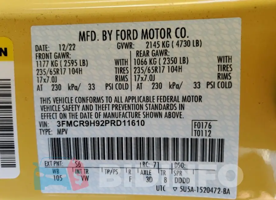 3FMCR9H92PRD11610 Photo# 14