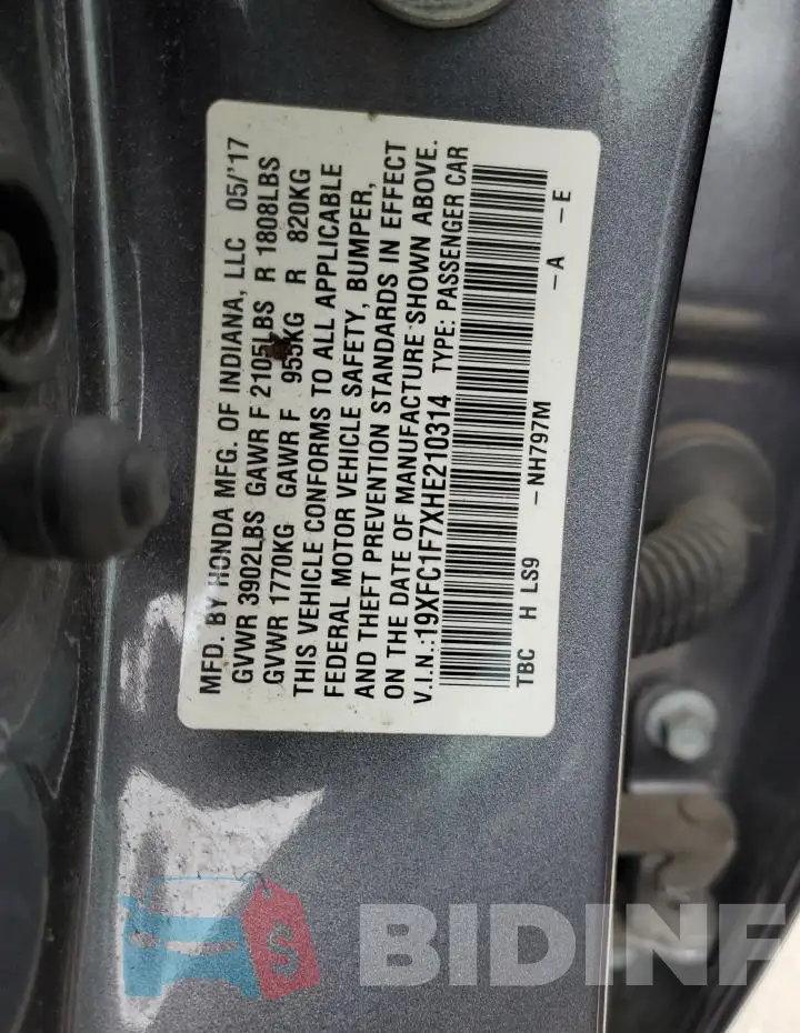 19XFC1F7XHE210314 Photo# 12