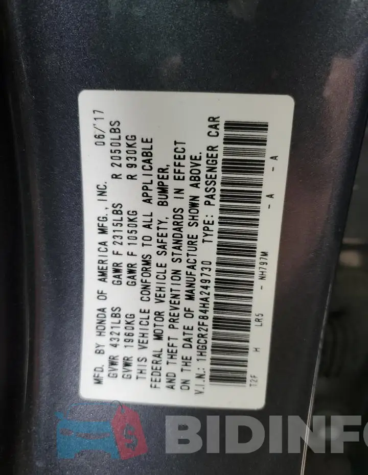 1HGCR2F84HA249730 Photo# 13