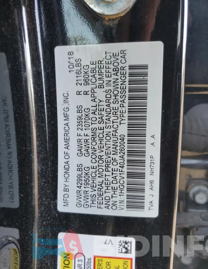 1HGCV1F40JA260040 Photo# 13