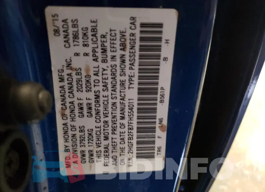 2HGFB2F87FH554011 Photo# 13