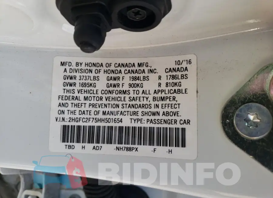 2HGFC2F75HH501654 Photo# 12