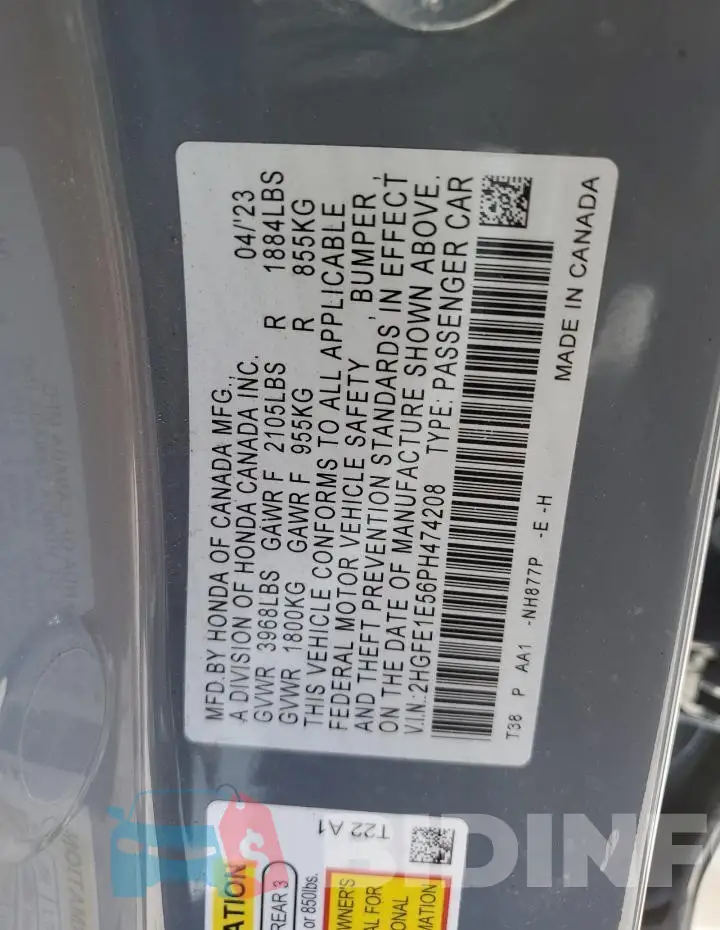 2HGFE1E56PH474208 Photo# 12