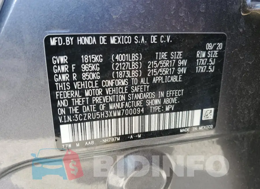3CZRU5H3XMM700094 Photo# 12
