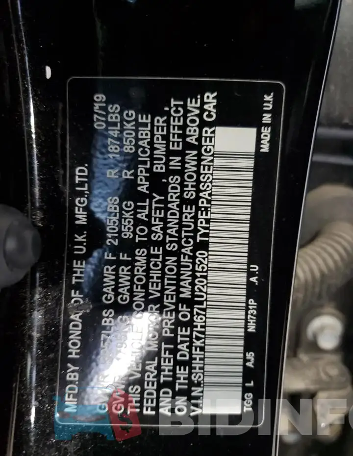 SHHFK7H67LU201520 Photo# 12