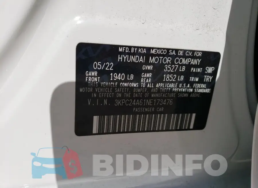 3KPC24A61NE173476 Photo# 13