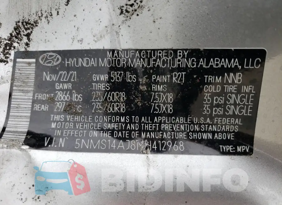 5NMS14AJ8NH412968 Photo# 14
