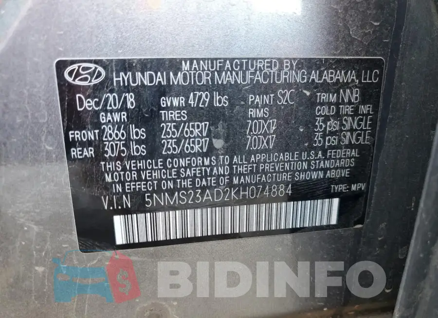 5NMS23AD2KH074884 Photo# 13