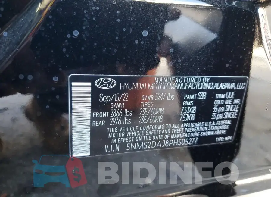 5NMS2DAJ8PH505277 Photo# 12