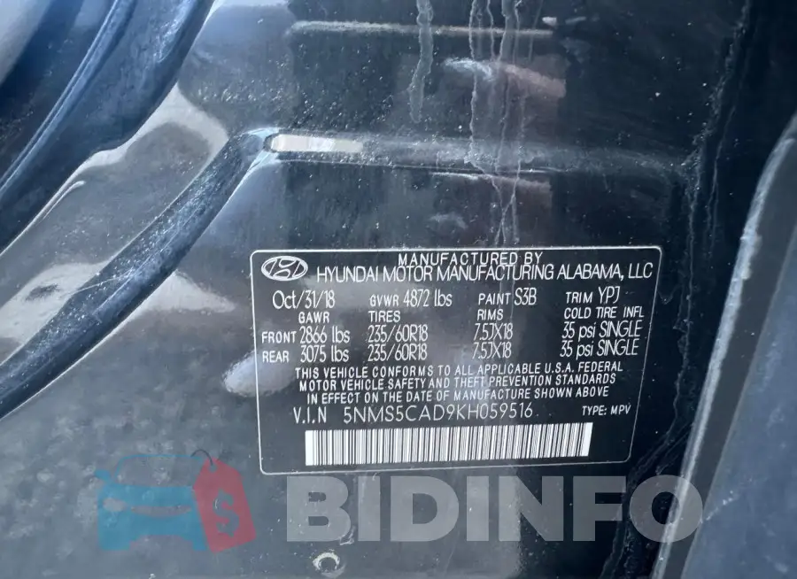 5NMS5CAD9KH059516 Photo# 10