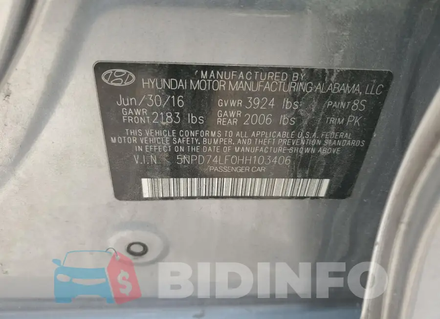 5NPD74LF0HH103406 Photo# 12