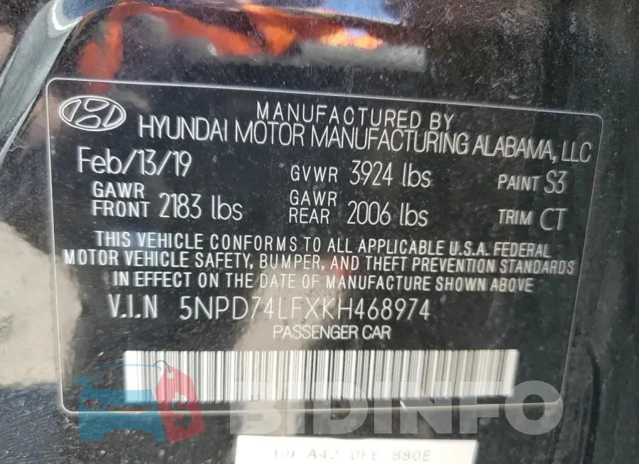 5NPD74LFXKH468974 Photo# 12