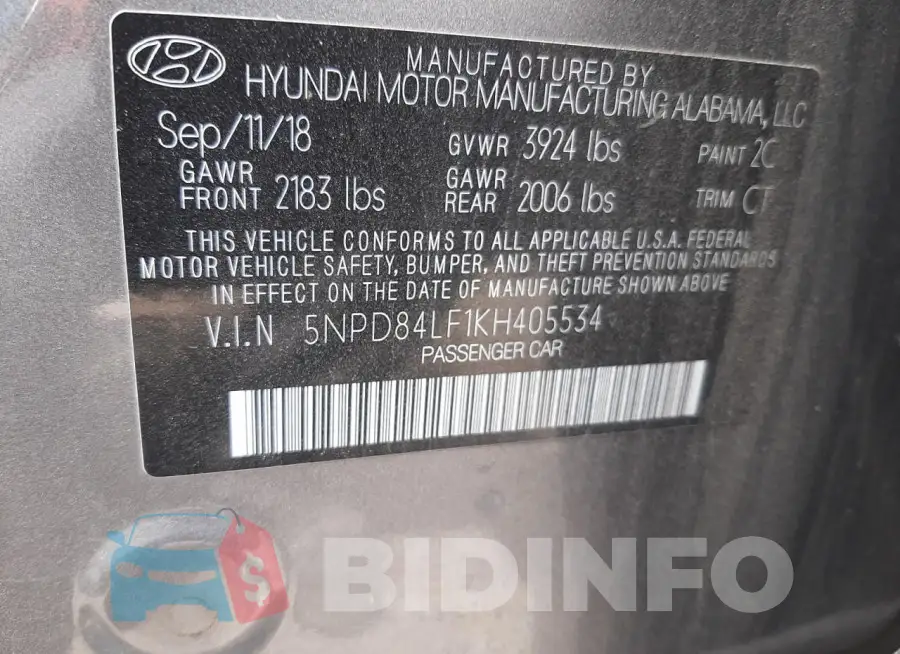 5NPD84LF1KH405534 Photo# 12