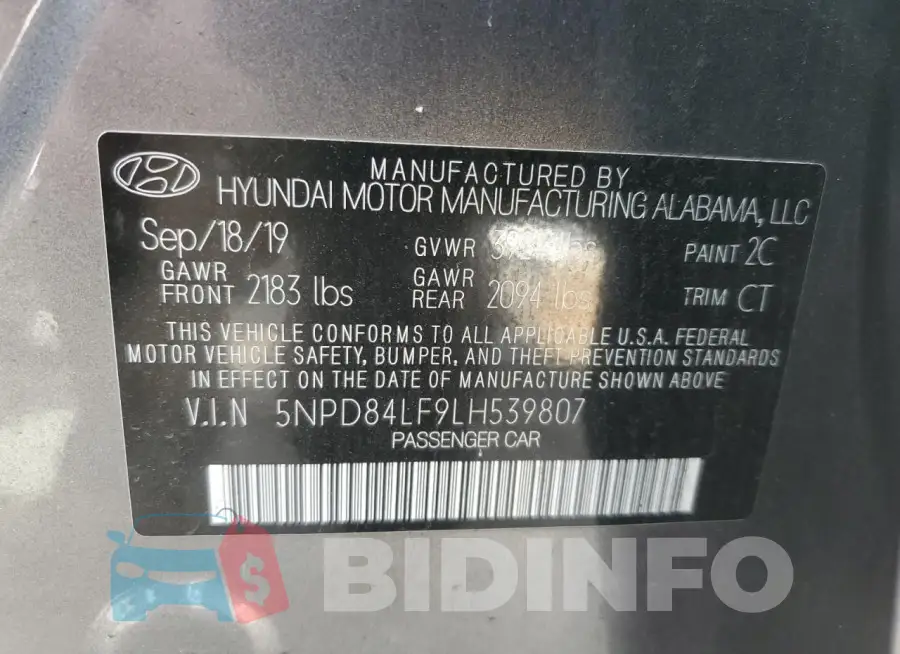 5NPD84LF9LH539807 Photo# 12