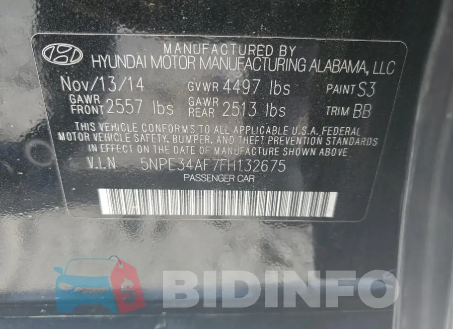 5NPE34AF7FH132675 Photo# 13