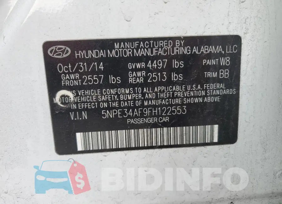 5NPE34AF9FH122553 Photo# 12