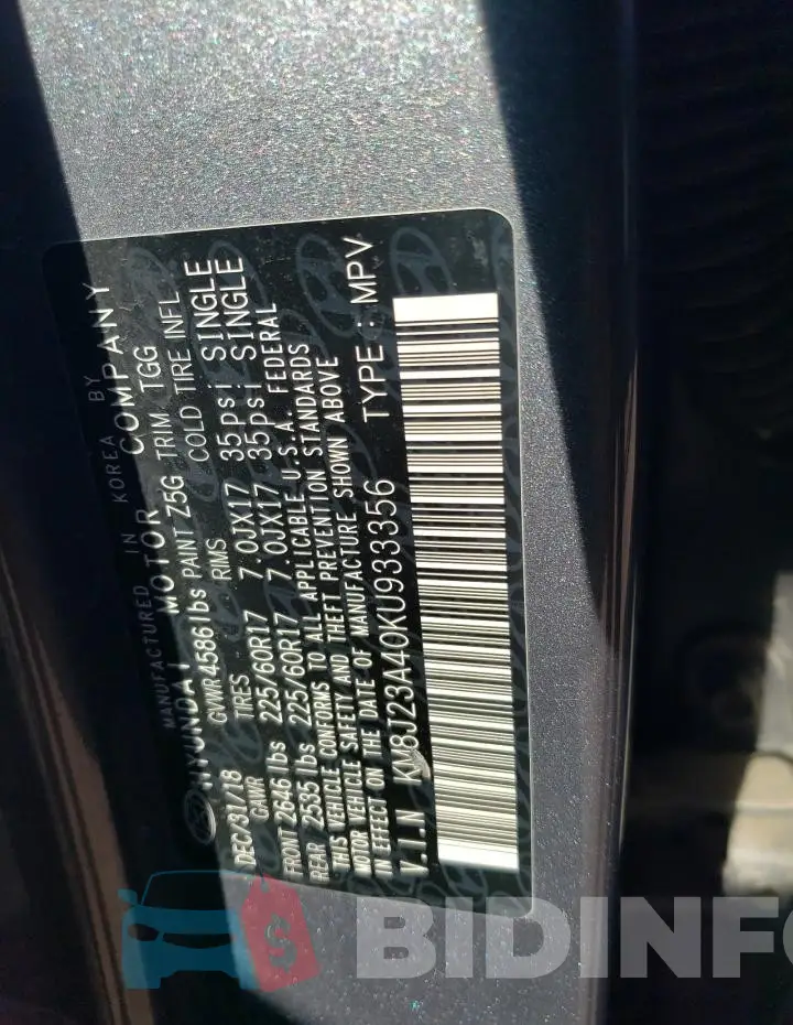 KM8J23A40KU933356 Photo# 14