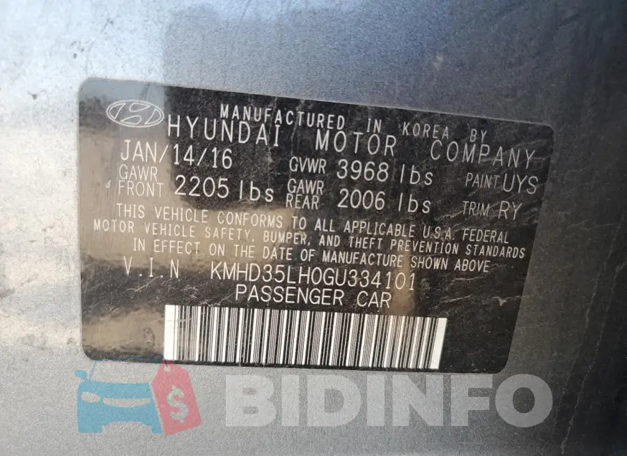 KMHD35LH0GU334101 Photo# 13