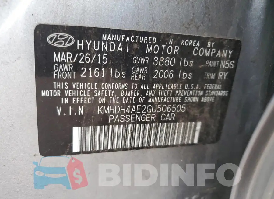KMHDH4AE2GU506505 Photo# 12