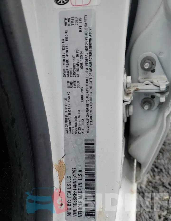 1C6SRFFT4NN151797 Photo# 12