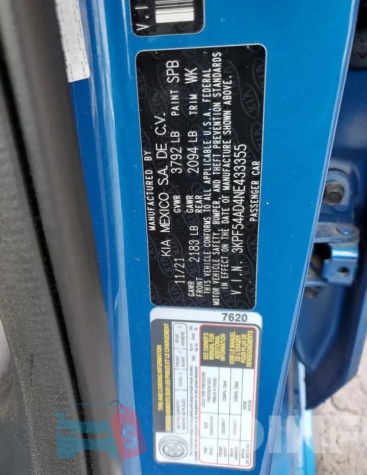 3KPF54AD4NE433355 Photo# 13