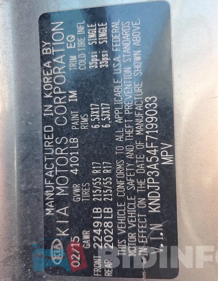 KNDJP3A54F7199033 Photo# 12