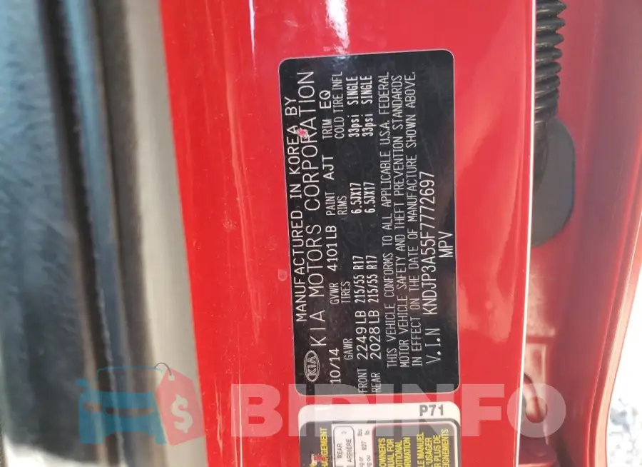 KNDJP3A55F7772697 Photo# 12