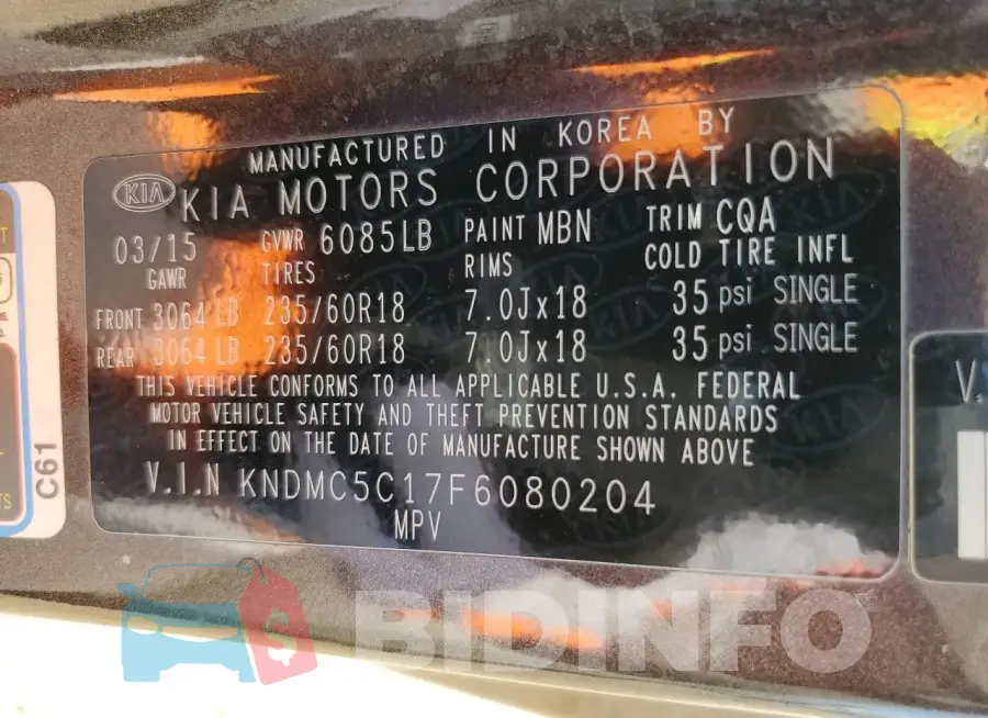 KNDMC5C17F6080204 Photo# 13