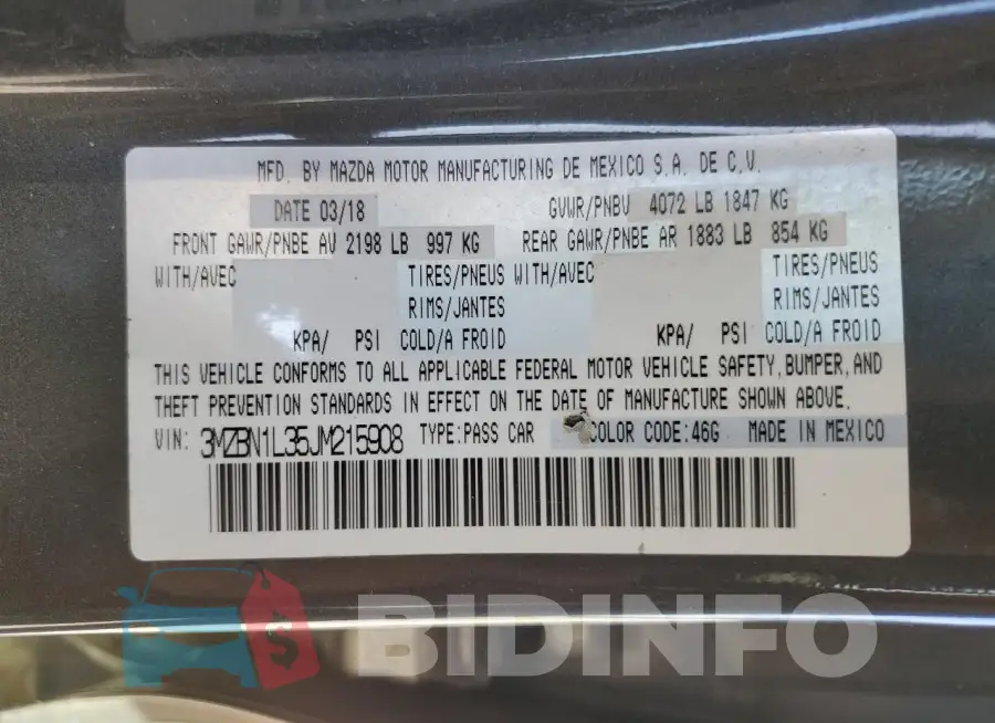 3MZBN1L35JM215908 Photo# 13
