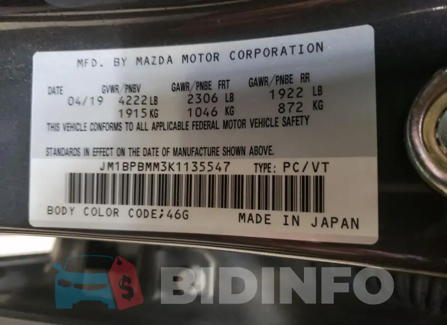 JM1BPBMM3K1135547 Photo# 12