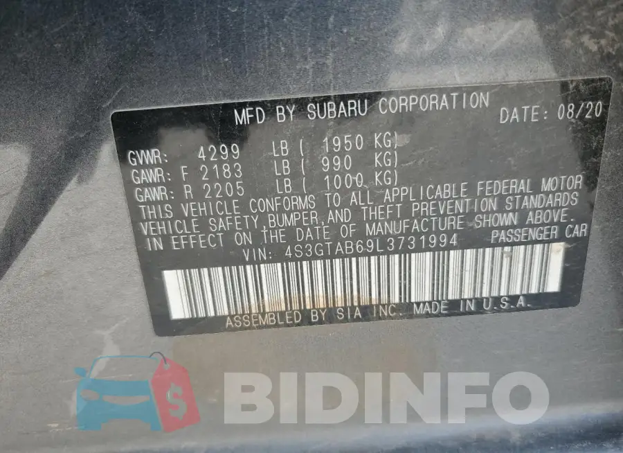 4S3GTAB69L3731994 Photo# 12