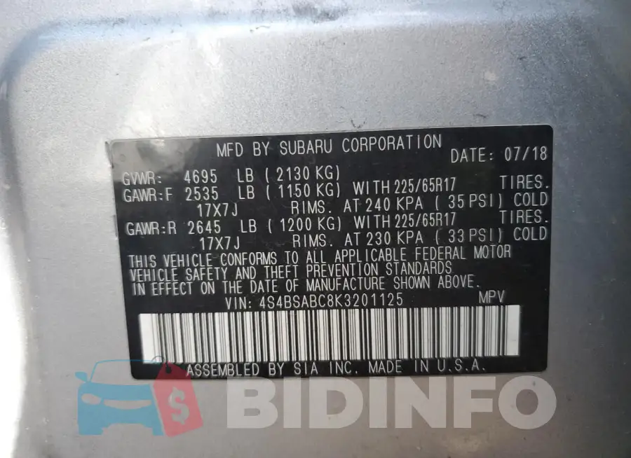 4S4BSABC8K3201125 Photo# 12