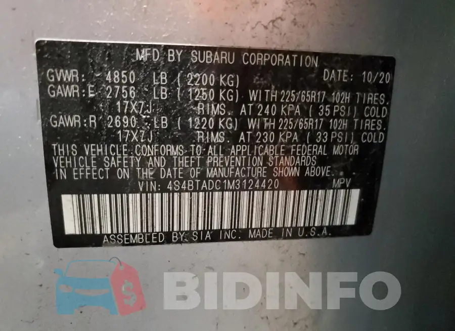 4S4BTADC1M3124420 Photo# 12