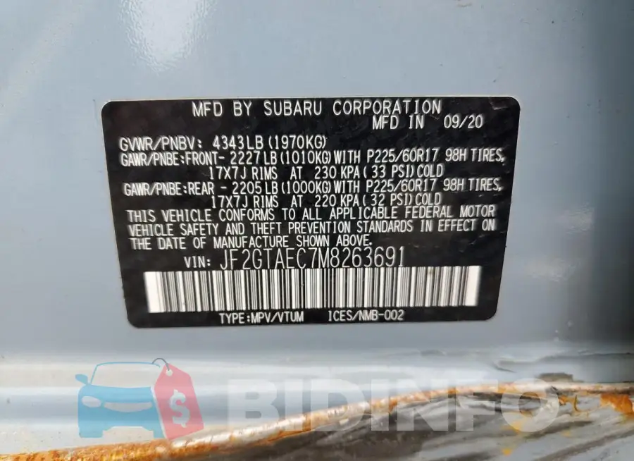 JF2GTAEC7M8263691 Photo# 12