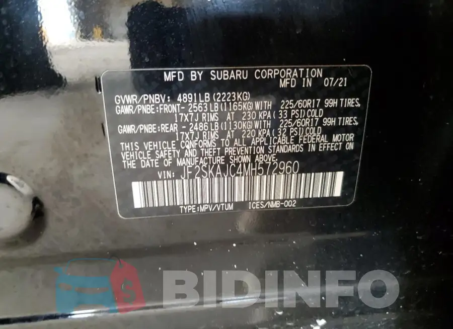 JF2SKAJC4MH572960 Photo# 13