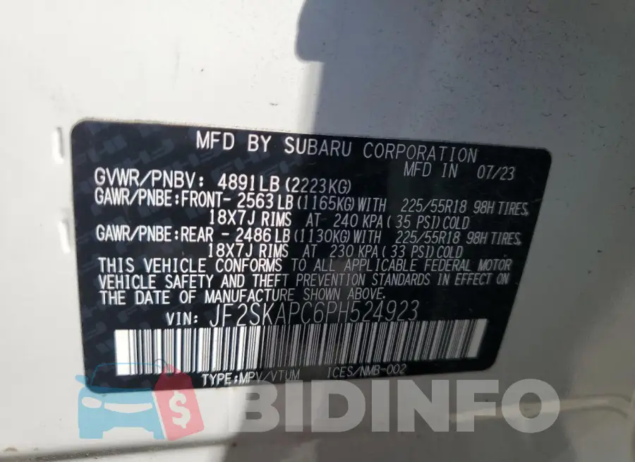 JF2SKAPC6PH524923 Photo# 13