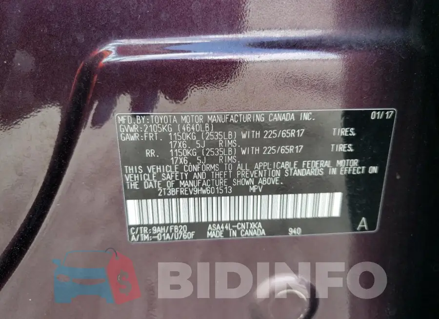 2T3BFREV9HW601513 Photo# 14