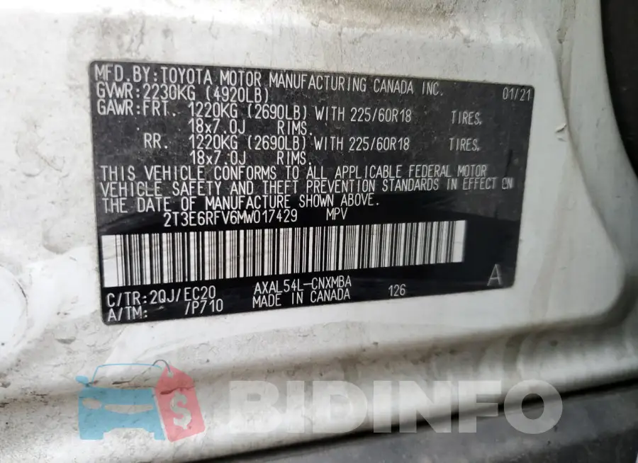 2T3E6RFV6MW017429 Photo# 12