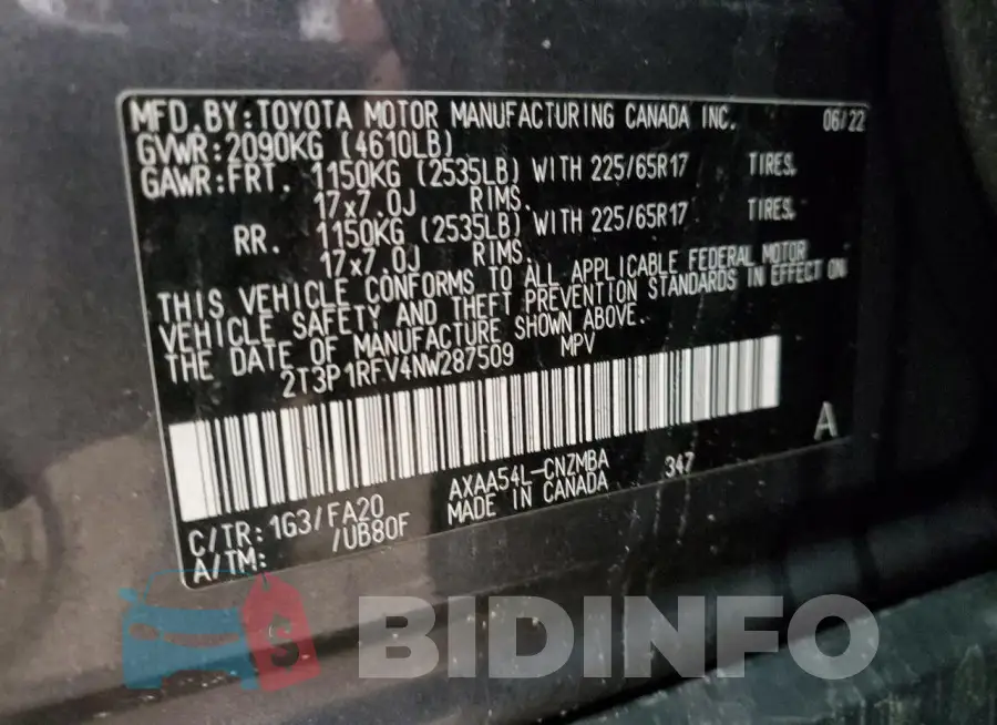 2T3P1RFV4NW287509 Photo# 14