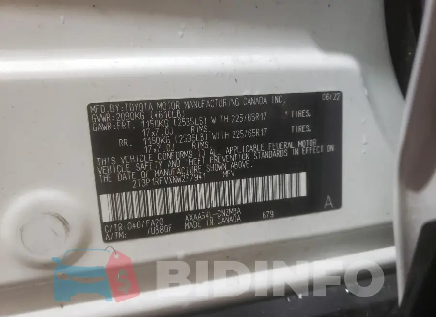 2T3P1RFVXNW277941 Photo# 13