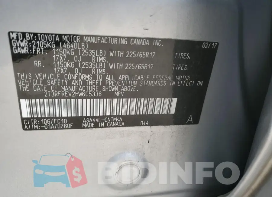 2T3RFREV2HW605336 Photo# 12