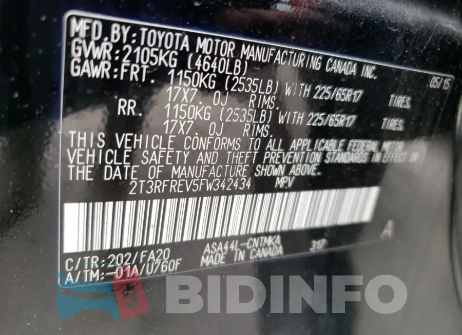 2T3RFREV5FW342434 Photo# 13