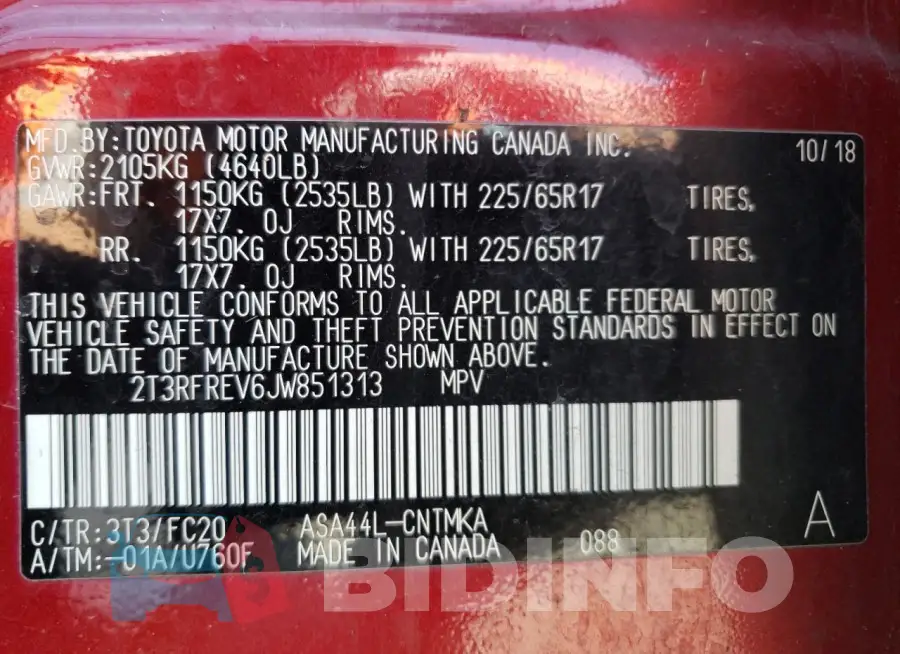 2T3RFREV6JW851313 Photo# 12
