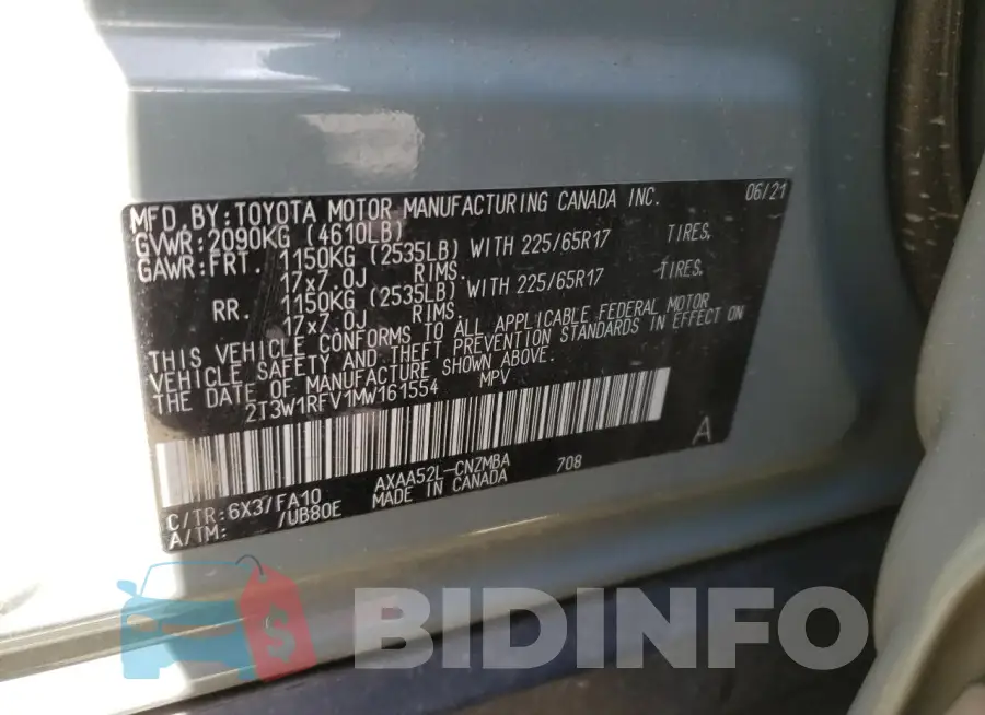2T3W1RFV1MW161554 Photo# 13