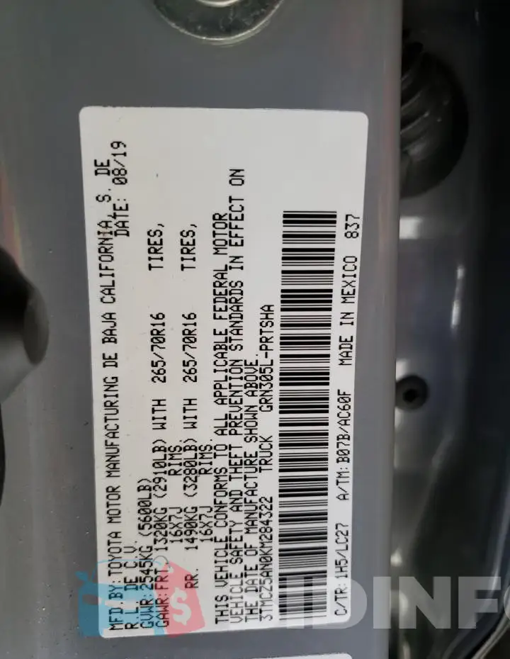 3TMCZ5AN0KM284322 Photo# 12
